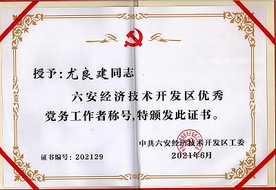優(yōu)秀黨務(wù)工作者證書